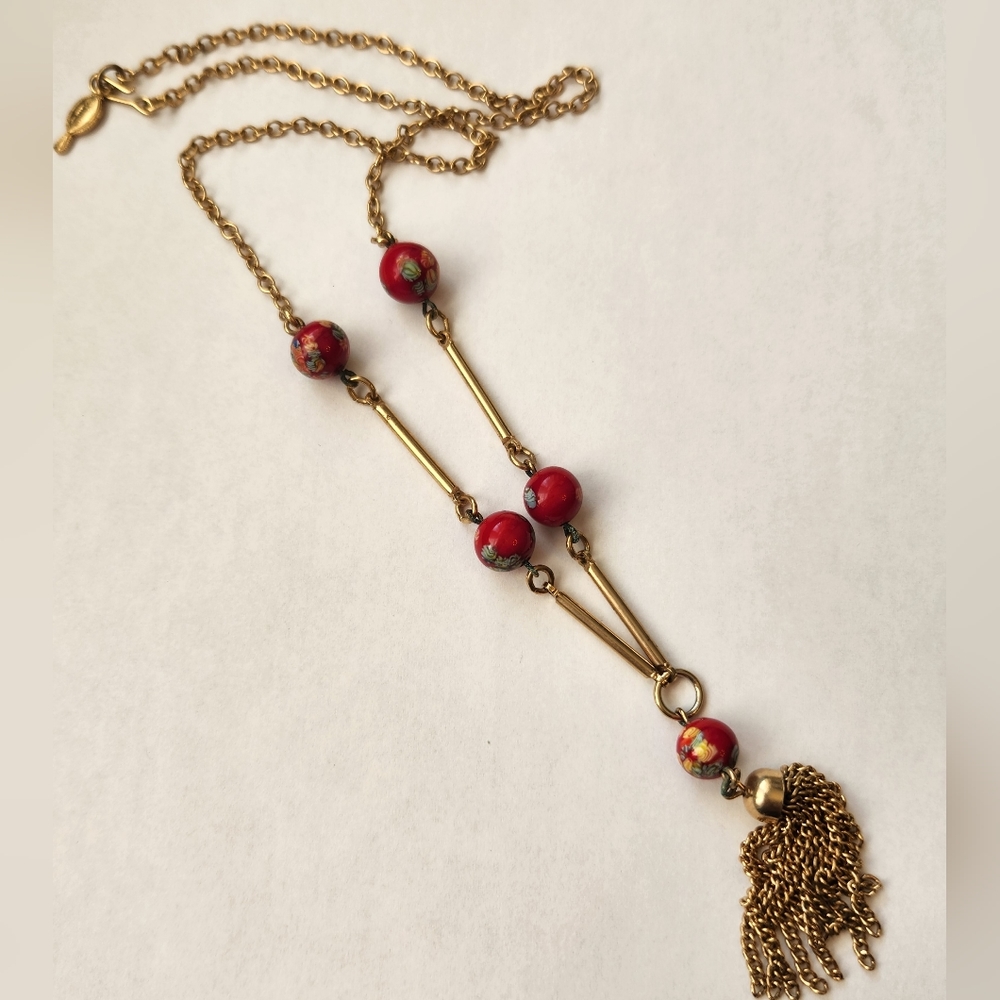 Vintage Sarah Coventry Beaded Tassel Necklace
